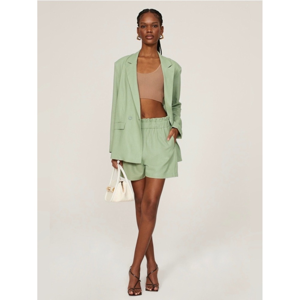 Thakoon Collective Mint Green Oversized Linen Blend Blazer Size 0 Relaxed Spring